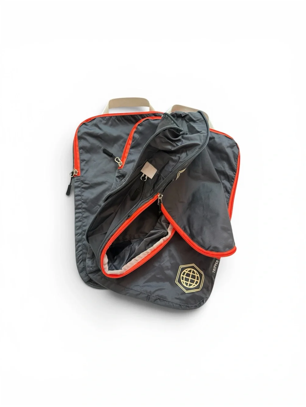 Tripped Travel Packing Cube Set - Gray with Orange Trim
